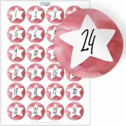 Dr. Oetker Aufkleber 1-24, Rot-weiß