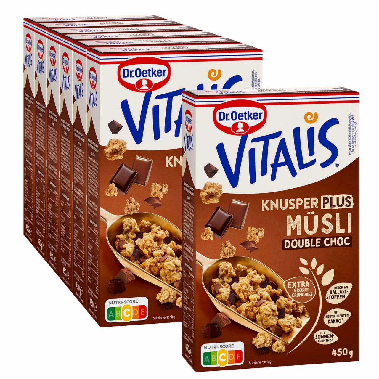 Dr. Oetker Vitalis KnusperPlus Double Choc, 6er Pack + 1 Gratis 3 Dr. Oetker Vitalis KnusperPlus Double Choc, 6er Pack + 1 Gratis