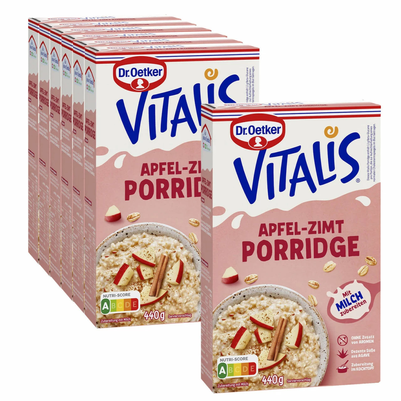 Dr. Oetker Vitalis Porridge Großpackung Apfel-Zimt, 6er Pack + 1 Gratis 3 Dr. Oetker Vitalis Porridge Großpackung Apfel-Zimt, 6er Pack + 1 Gratis