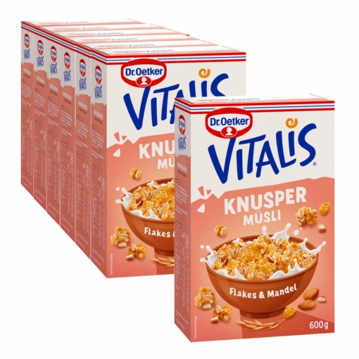 Dr. Oetker Vitalis Knuspermüsli Flakes+Mandeln, 6er Pack + 1 Gratis -Backen Verkaufsgeschäft 60 1 01 661700 Knuspermusli Flakes Mandeln 6 1 1500x1500 1280x1280