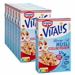 Dr. Oetker Vitalis Weniger Süß Knusper Früchte, 6er Pack + 1 Gratis