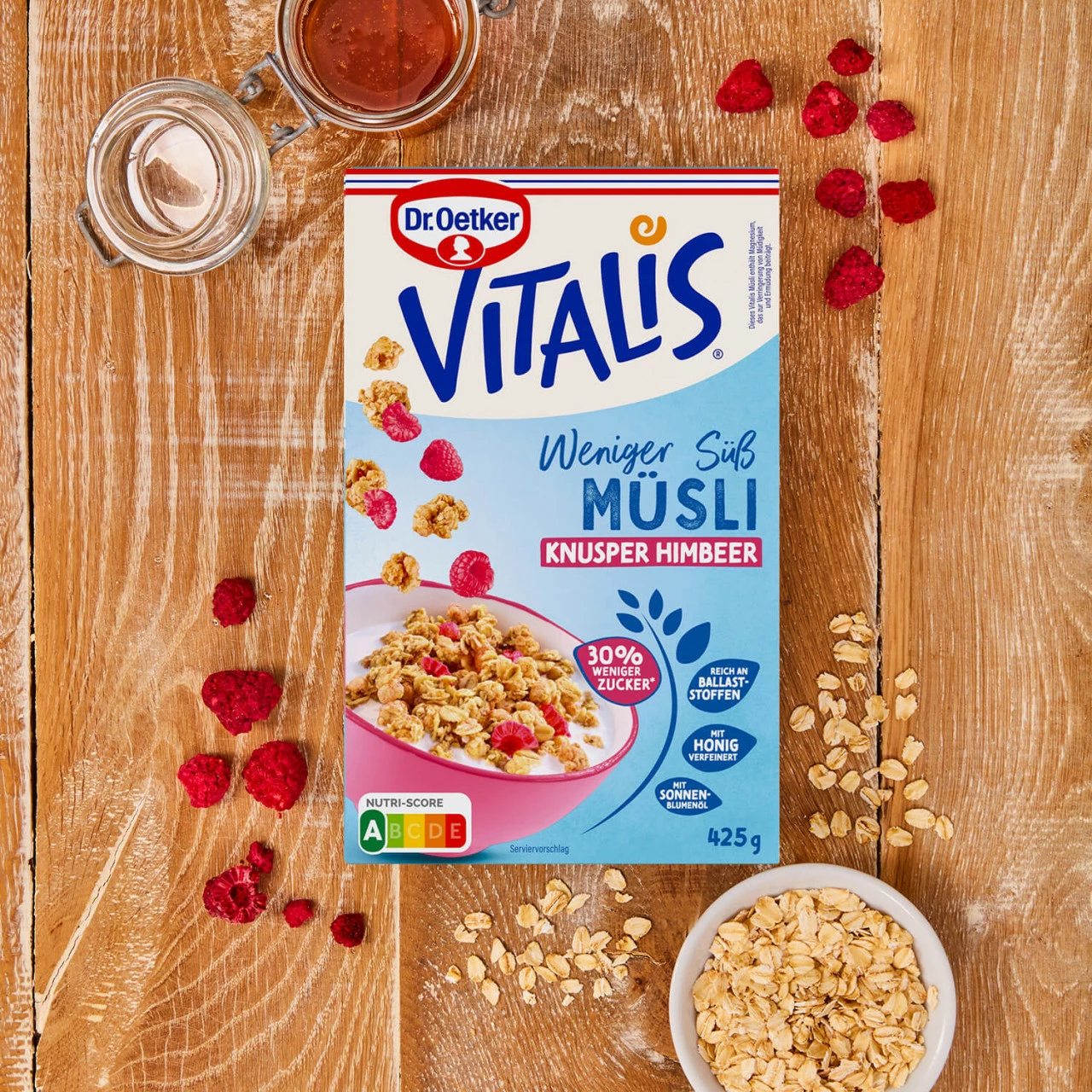Dr. Oetker Vitalis Weniger Süß Knusper Himbeer 3 Dr. Oetker Vitalis Weniger Süß Knusper Himbeer